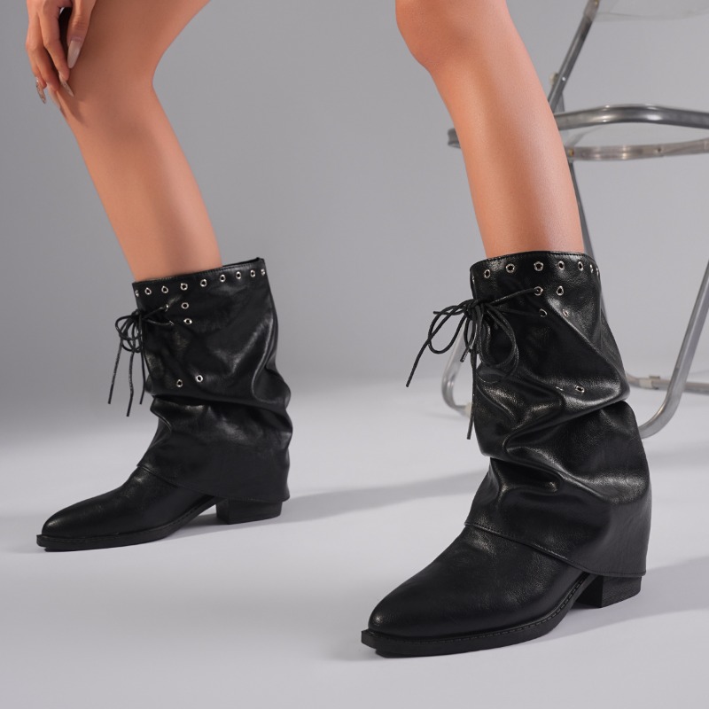 Studded Lace-Up Booties Pointe - Motorcycle Cylinder review and price