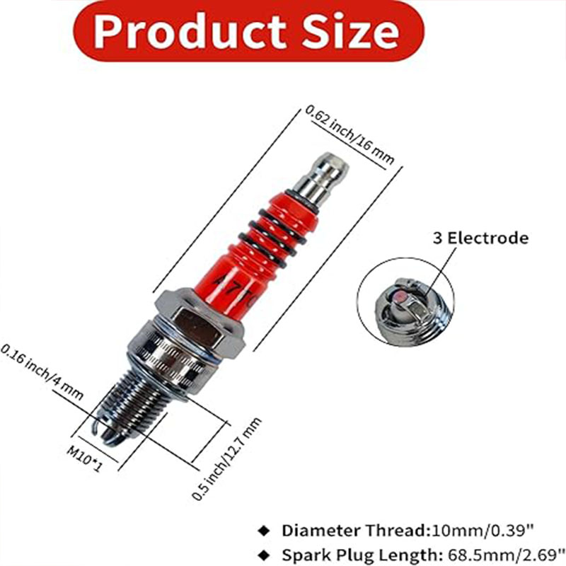 3Pcs A7TC 3Electrode Spark Plu - Motorcycle Spark Plug review and price